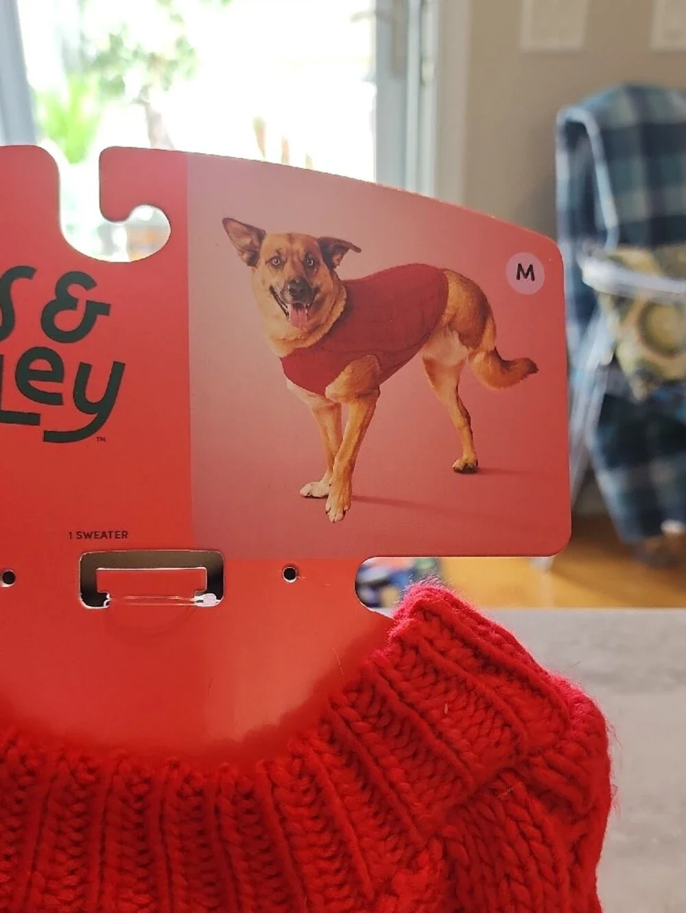 Medium Dog Boots & Barkley Bright Red Cable Knit Turtleneck Sweater